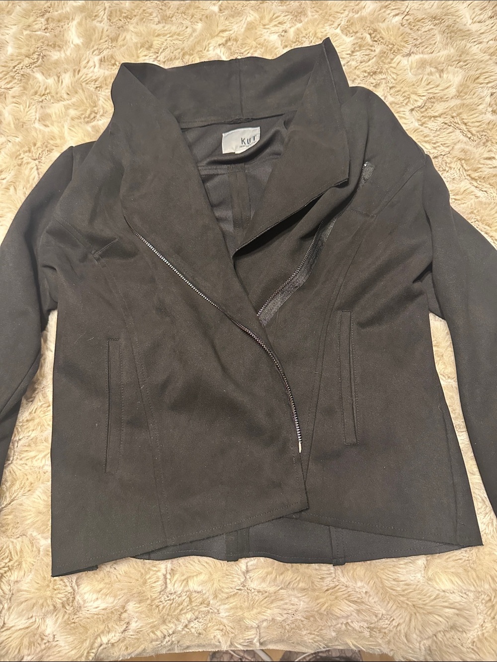 Kut From the Kloth Black Asymmetrical Zip Blazer Jacket